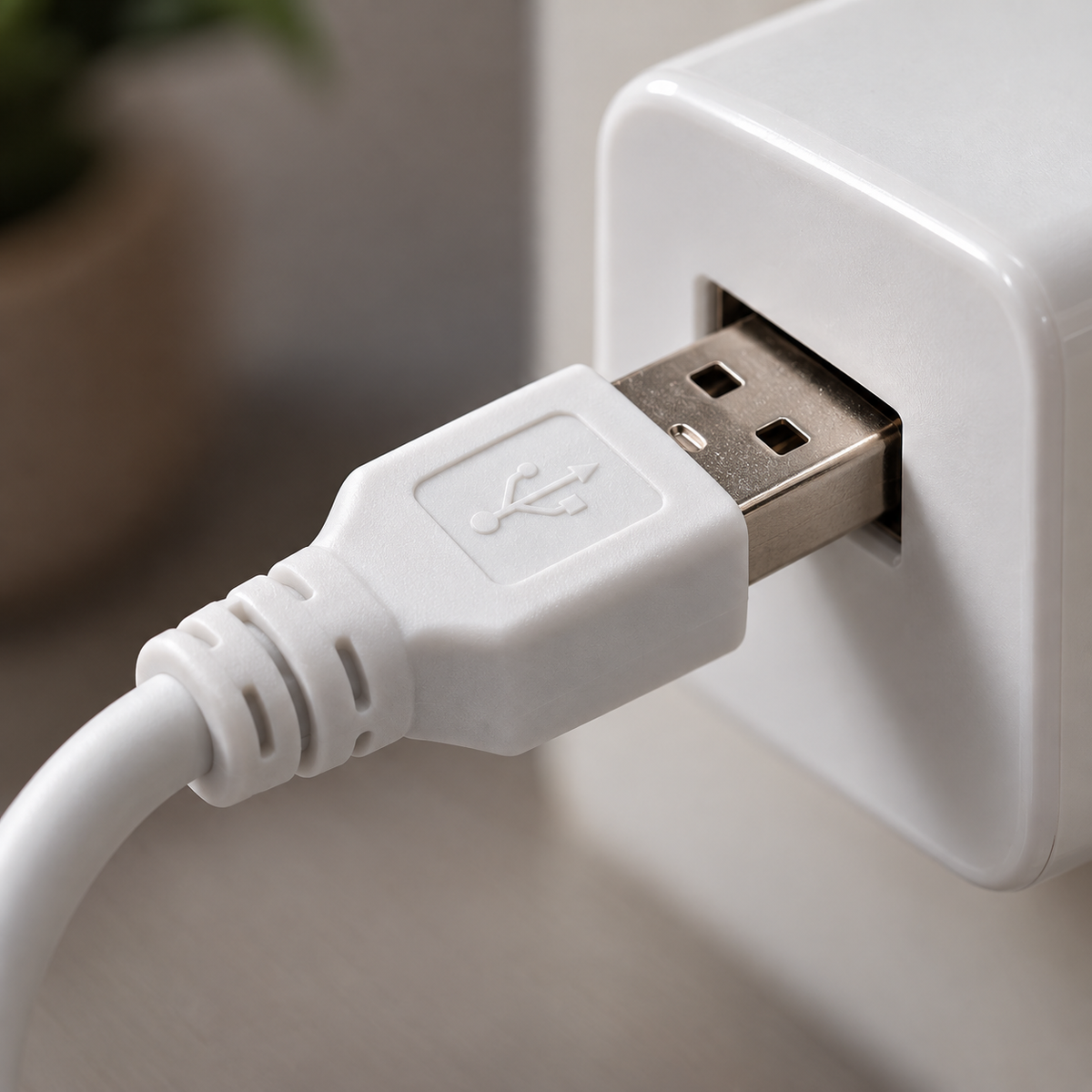 Acercamiento del conector USB del proyector